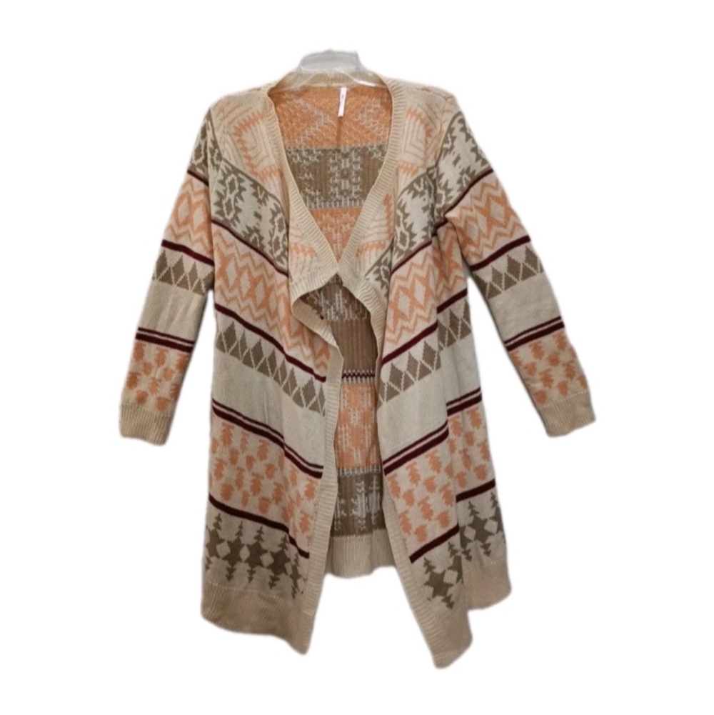 Ekklesia Long Drape Cardigan Sweater Beige/Peach Size S/M